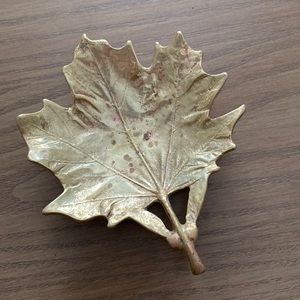 brass sugar maple leaf catchall dish
